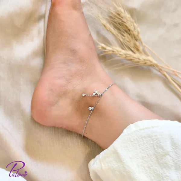 پابند نقره پروانه آویز با عیار 925 و روکش طلا سفید