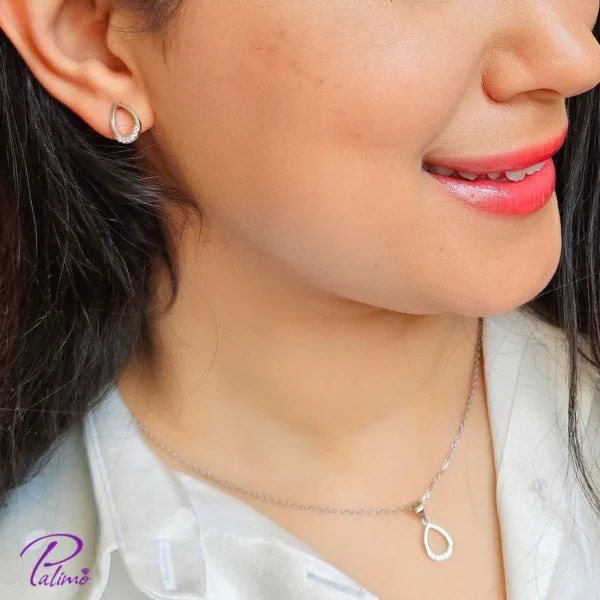 نیم ست نقره اشک ساخته شده از نقره با عیار بالای 925 با آبکاری رودیوم
