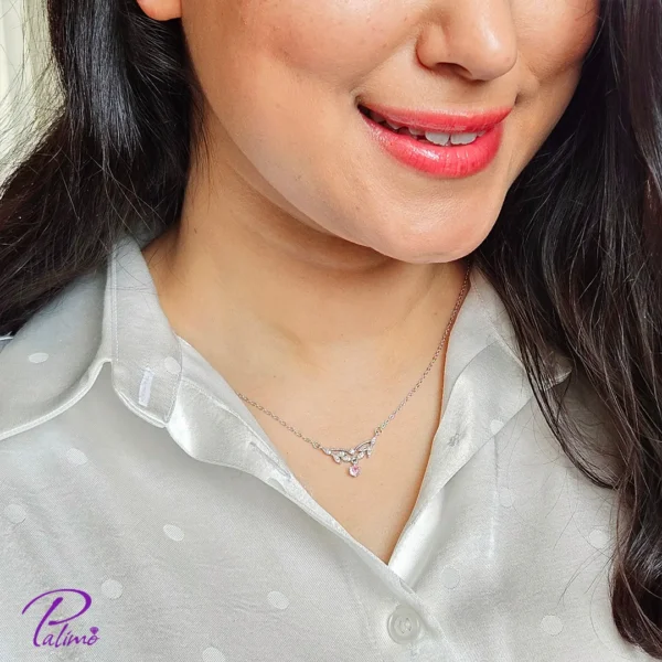 گردنبند نقره فرشته تماما از نقره با بالاترین عیار ممکن با روکش طلا سفید