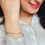 دستبند نقره دوکسا تماما از نقره با عیار 925 خالص با آبکاری طلا سفید
