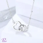 خرید گردنبند نقره دو قلب در هم اصل