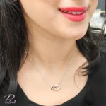 گردنبند نقره دو قلب در هم با عیار 925