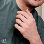 حلقه مردانه نقره آبی اوشن تماما از نقره با عیار 925 با روکش ظخیم و با دوام