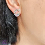 گوشواره نقره جواهر صورتی از جنس نقره استرلینگ خالص با روکش ظخیم و با دوام