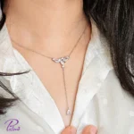 گردنبند نقره مجلسی ساخته شده از نقره با عیار 925 خالص با آبکاری طلا سفید