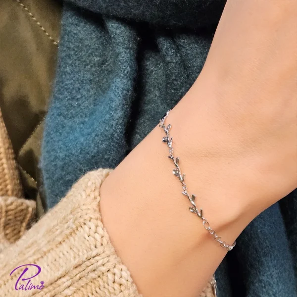 دستبند نقره شاخ گوزن با روکش طلا سفید اصل
