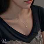 خرید گردنبند نقره پروانه آویز مروارید