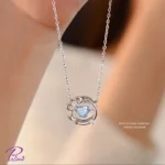 خرید گردنبند نقره قلب آبی پاپیون درخشان