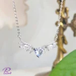 گردنبند نقره بال فرشته قلب آبی با روکش طلا سفید