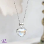 گردنبند نقره قلب هفت رنگ با روکش طلا سفید