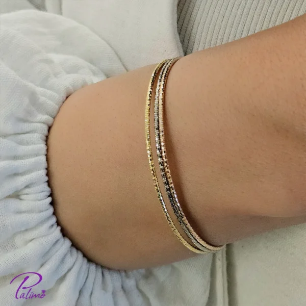 دستبند نقره سه لاین خودکاری ساخته شده از نقره با عیار 925 با روکش ظخیم و با دوام
