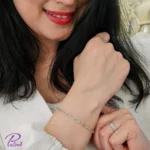 دستبند نقره مدل میلانو با متریال نقره با عیار 925 با آبکاری طلا سفید