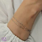 دستبند نقره ایتالیایی دو لاین مدل روما ساخته شده از نقره با بالاترین عیار ممکن با آبکاری طلا سفید