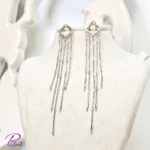 گوشواره نقره آبشاری درخشان ساخته شده از نقره با عیار 925 خالص با روکش فلز رودیوم