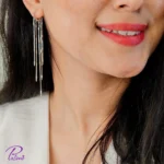 گوشواره نقره آبشاری درخشان ساخته شده از نقره با عیار 925 با روکش ظخیم و با دوام