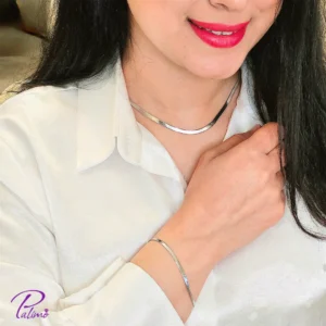 ست گردنبند و دستبند نقره ایتالیایی هرینگبون ساخته شده از نقره با عیار بالای 925 با روکش ظخیم و با دوام