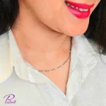 ست زنجیر و دستبند نقره ایتالیایی کارتیه پلاک دار تماما از نقره با عیار 925 خالص با روکش فلز رودیوم