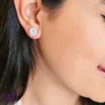 گوشواره نقره مدل فلاور الماس ساخته شده از نقره با بالاترین عیار ممکن با روکش ظخیم و با دوام