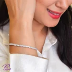 دستبند نقره تنیسی ساخته شده از نقره با عیار 925 خالص با روکش ظخیم و با دوام