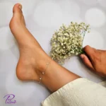 پابند نقره نگین دار از نقره با عیار 925 خالص با روکش طلا سفید