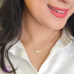 گردنبند نقره فلاور گل و برگ تماما از نقره با بالاترین عیار ممکن با آبکاری رودیوم