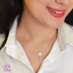 گردنبند نقره فلاور گل ساخته شده از نقره استرلینگ خالص با روکش طلا سفید