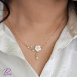 گردنبند نقره فلاور گل ساخته شده از نقره استرلینگ خالص با روکش طلا سفید