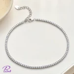 دستبند نقره تنیسی از نقره با عیار 925 با آبکاری رودیوم