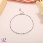 پابند نقره پیچ طنابی تماما از نقره استرلینگ خالص با آبکاری رودیوم
