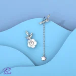 گوشواره نقره مدل فلاور ساخته شده از نقره با عیار 925 با روکش طلا سفید