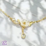 گردنبند نقره فلاور گل و برگ از جنس نقره استرلینگ خالص با روکش طلا