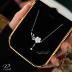 گردنبند نقره فلاور گل ساخته شده از نقره با بالاترین عیار ممکن با آبکاری رودیوم