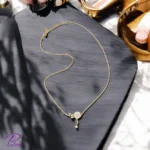 گردنبند نقره فلاور گل ساخته شده از نقره با عیار 925 خالص با آبکاری طلا زرد